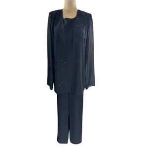 NWT! "DELA-JO"Deadstock 2 Pc. Set Beaded Lounge SZ 20w Grandmacore Sheer Overlay